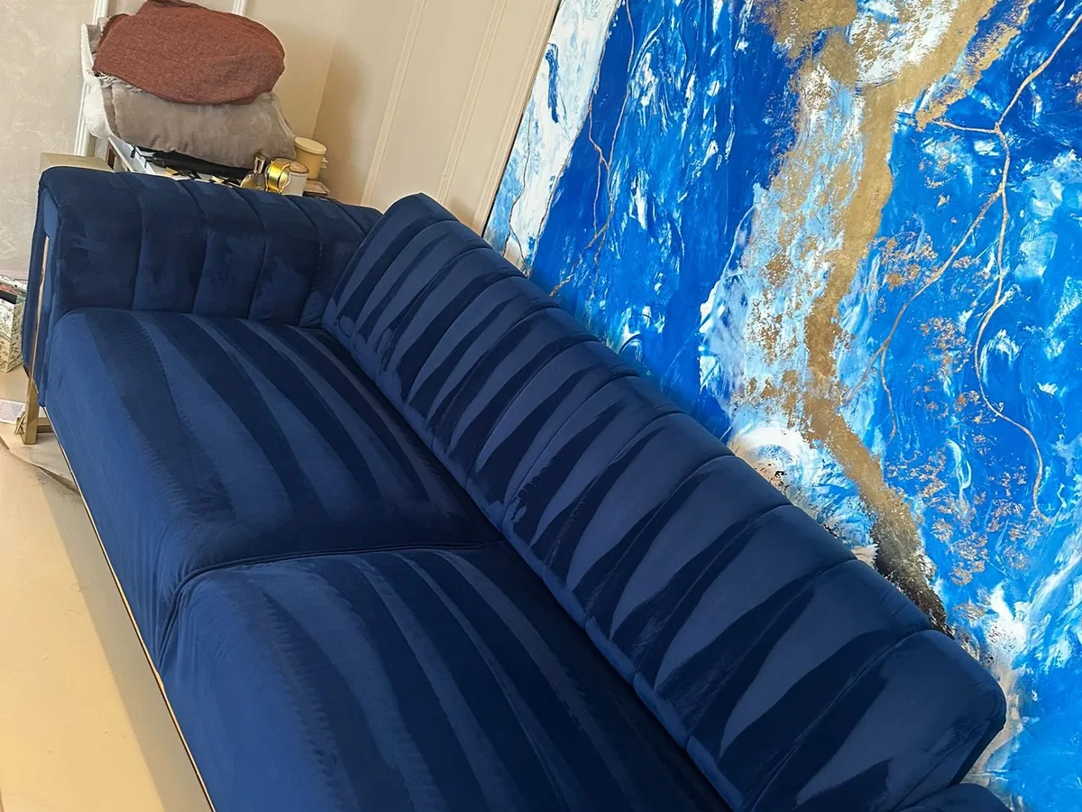 Blue velvet sofa cleaning